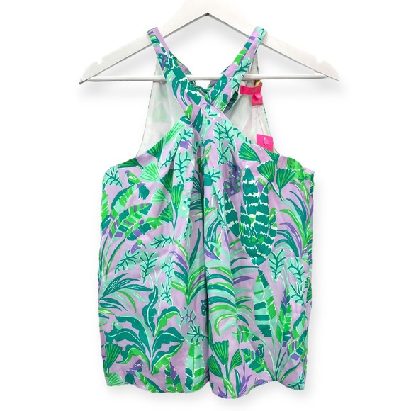 Lilly Pulitzer Rori Halter Top Tie Back in Purple Iris On The Chase Size XS - Picture 4 of 10
